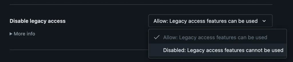 Legacy settings